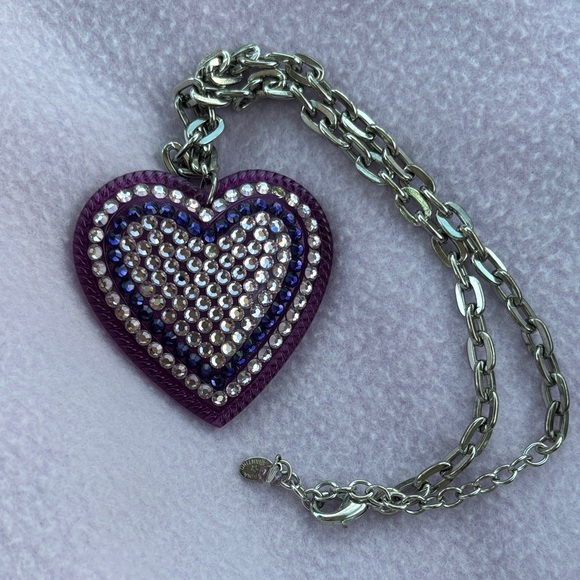 Tarina Tarantino Purple Crystal Heart Necklace - Picture 3 of 3